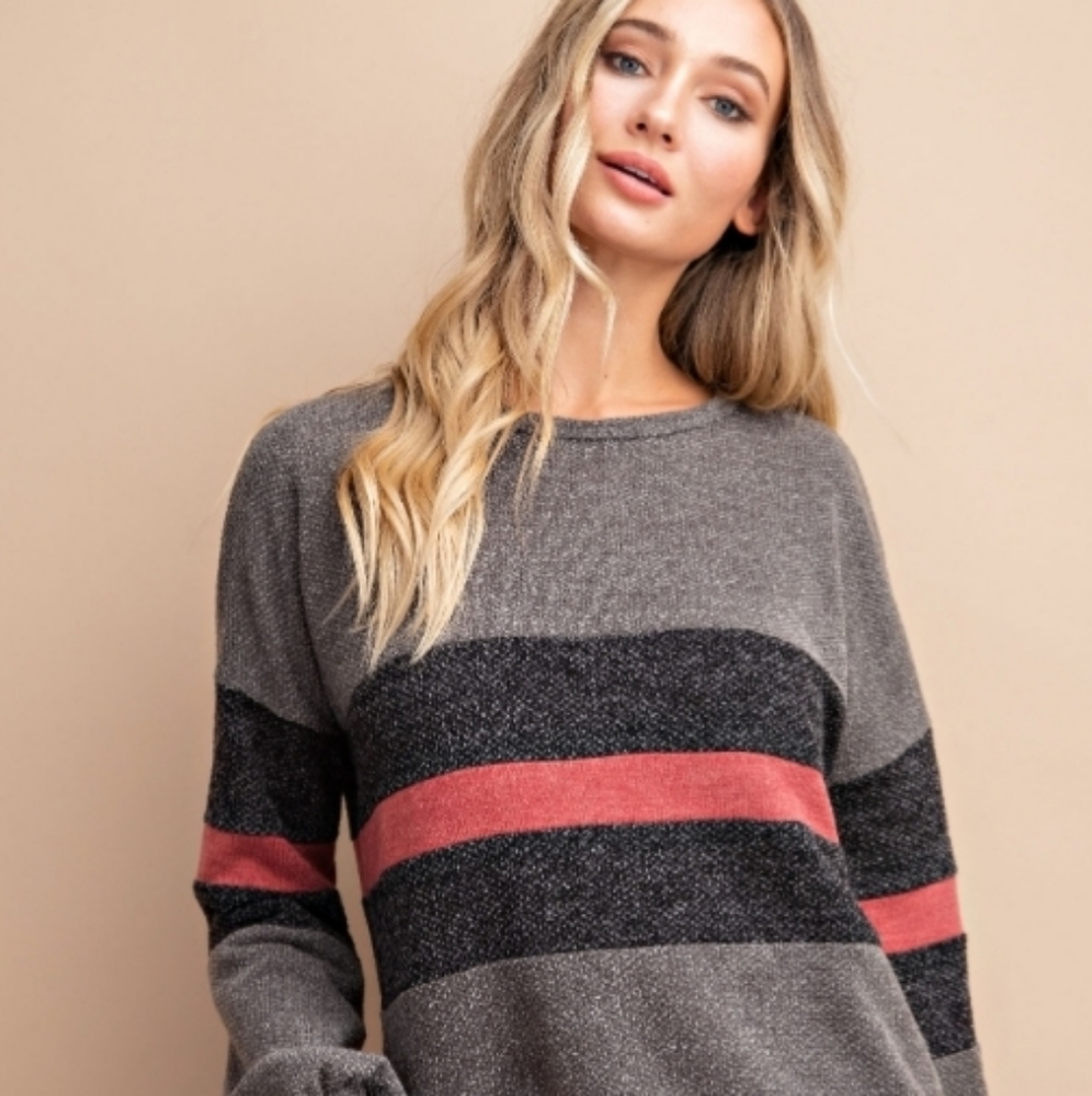 ColorBlock Knit Lightweight Sweater